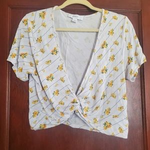 Forever 21 Crop Top (Plus Size), white floral pattern, Size 2X